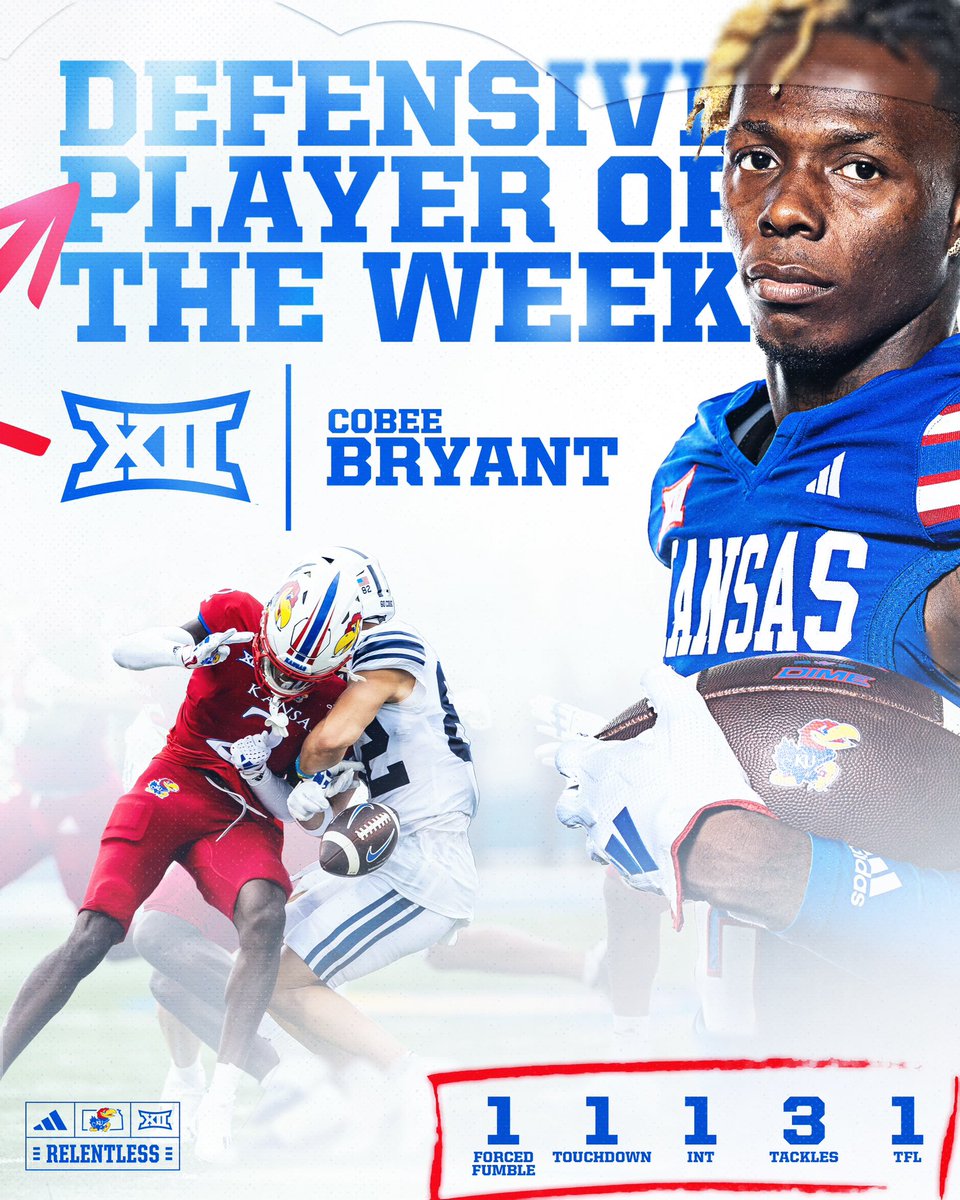 Your Big 12 Defensive Player of the Week, <a href="/cobeebryant2/">Cobee</a> 🔒❗️

#RockChalk