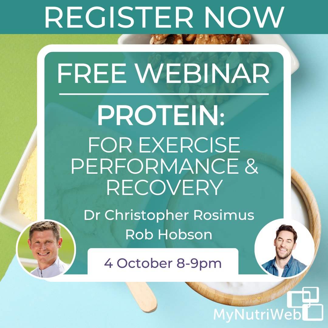 MyNutriWeb's tweet photo. NEXT WEEK: 4 October, 8-9pm – Protein: for exercise performance &amp; recovery
⁣
Have you booked our webinar with Dr Christopher Rosimus, Head of Performance Nutrition at the Football Association &amp; Registered Sports Nutritionist Rob Hobson?

#ScienceOfProtein #MyNutriWeb https://t.co/6jpUa7Qvhm