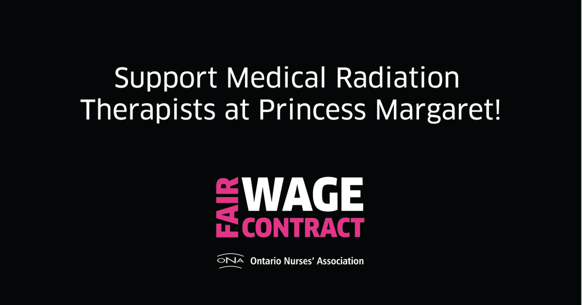 ontarionurses's tweet photo. Support fairness for Princess Margaret Cancer Centre Medical Radiation Therapists! Tell @UHN leadership that MRTs deserve fair wages and an up-to-date contract. #onlab

Send a message at https://t.co/V6rBbam9f0. https://t.co/bfH8tFzHDt