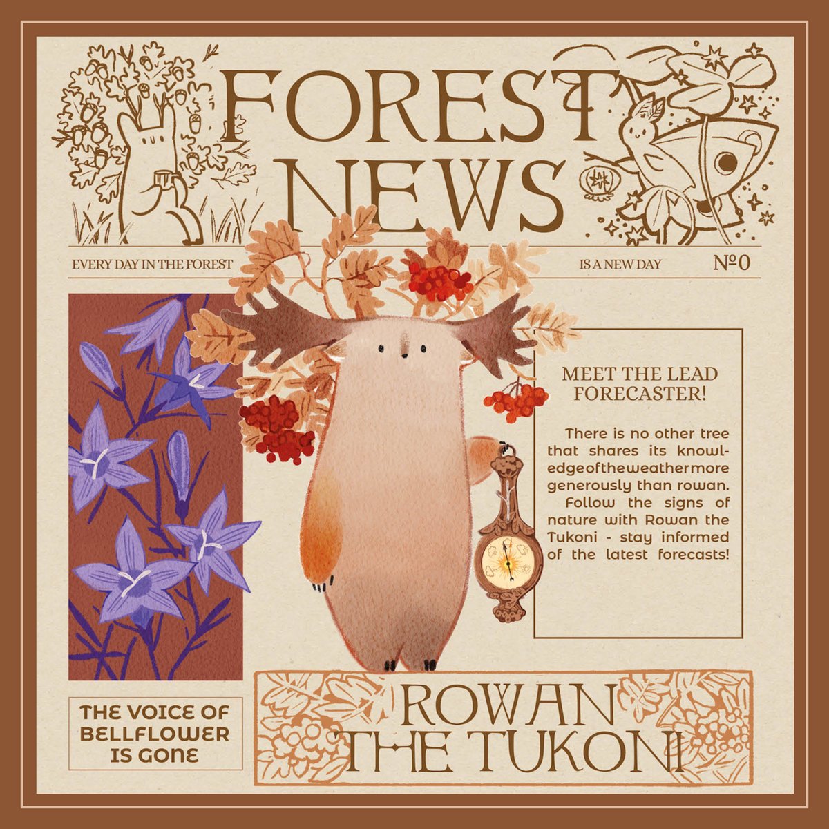 I collected together the things I love :
🌳#Tukoni #stories 
🌙#Comics #storytelling
🍂The #magic of #nature
🌦️#Weather #folklore
🫖#Retro #graphic style
and baked it together.  And so "The Forest News" vol. 0 was born! 
Read it and support Tukoni
patreon.com/Tukoni/