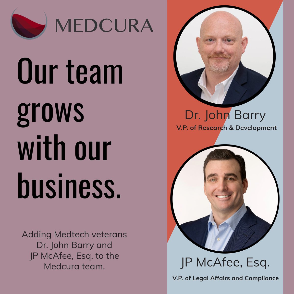 MedcuraInc's tweet photo. We're thrilled to introduce a dynamic duo joining our Medcura family: Dr. John Barry and John McAfee, Esq.

These additions bolster our mission to advance the LifeGel™ Absorbable Hemostatic Gel and the Medcura Life™ platform.

#Medcura #Innovation #Medtech #WelcomeToTheTeam https://t.co/uafhu2lT0O