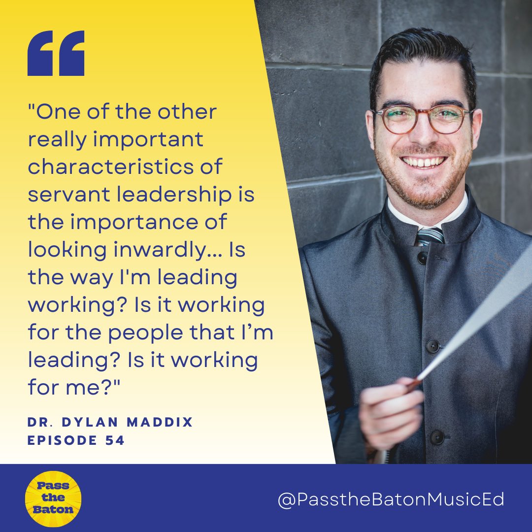 Episode 54 is out! This week we talked to Dr. Dylan Maddix about student empowerment through servant leadership in large ensembles. Check it out: YouTube: youtu.be/Stat645_O3Q Apple: apple.co/46ttEU9 #PasstheBatonBook #musiceducation #tlap #dbcincbooks #musiced