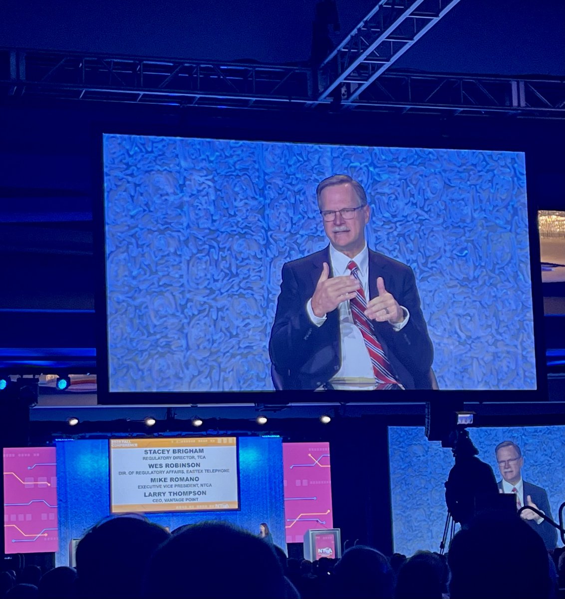 <a href="/VPSLT/">Larry Thompson</a> in action at NTCA Fall Conference this morning. Thanks for having us, <a href="/NTCAconnect/">NTCA-The Rural Broadband Association</a>!

#NTCAFallConference2023 #NTCA #RuralBroadband