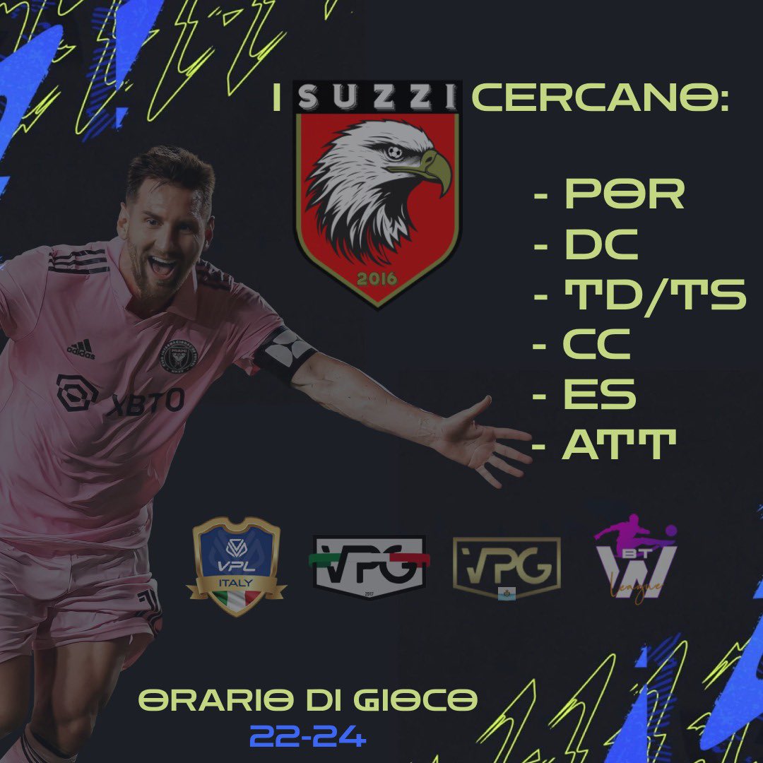 SuzziOfficial (@officialsuzzi) on Twitter photo Da stasera iniziano i provini, contattateci per qualsiasi Info.
Vi aspettiamo!
@RT_NoLimits
<a href="/PROCLUBGAZZETTA/">Gazzetta Del Proclub 2.0.</a>
<a href="/pctransfermarkt/">๐ฎ๐น PRO CLUBS TRANSFERMARKT๐</a>
<a href="/MercatoFifaPro/">๐ฎ๐น ๐ ๐ฒ๐ฟ๐ฐ๐ฎ๐๐ผ ๐ฝ๐๐๐ โ๐ฃ๐ ๐</a>
<a href="/repostproclub/">Repostproclub</a>
@rt_proclub433
<a href="/NewsProclub/">News Proclub</a>
<a href="/OfficialVPG/">Virtual Pro Gaming</a> Da stasera iniziano i provini, contattateci per qualsiasi Info.
Vi aspettiamo!
@RT_NoLimits
<a href="/PROCLUBGAZZETTA/">Gazzetta Del Proclub 2.0.</a>
<a href="/pctransfermarkt/">๐ฎ๐น PRO CLUBS TRANSFERMARKT๐</a>
<a href="/MercatoFifaPro/">๐ฎ๐น ๐ ๐ฒ๐ฟ๐ฐ๐ฎ๐๐ผ ๐ฝ๐๐๐ โ๐ฃ๐ ๐</a>
<a href="/repostproclub/">Repostproclub</a>
@rt_proclub433
<a href="/NewsProclub/">News Proclub</a>
<a href="/OfficialVPG/">Virtual Pro Gaming</a>