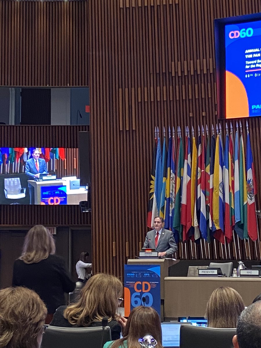 GraceHuertas6's tweet photo. Honored to commence the #CD60, representing the #IFMSA delegation and the youth perspective on health in the Americas. Enthusiastic about the potential for collaboration to enhance health workforce, mental health, digital health, and fortify our health systems' resilience. https://t.co/Msx6PmRwo8