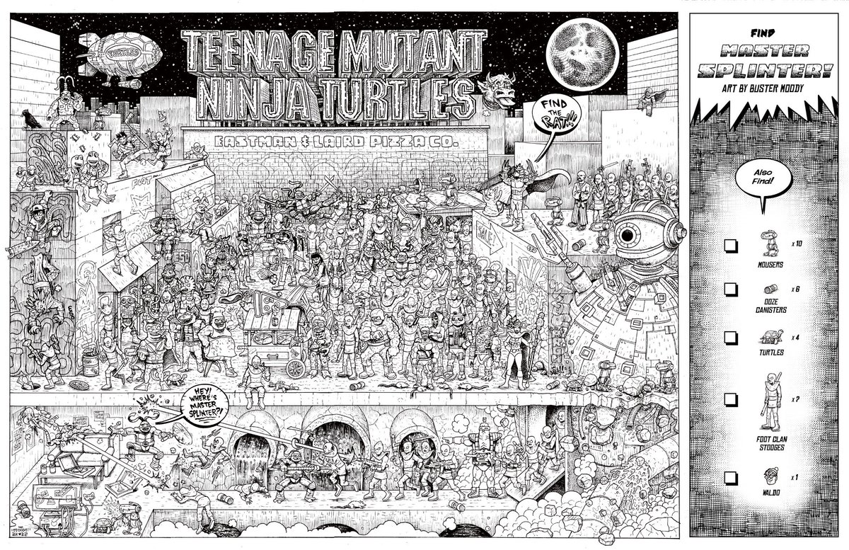 bustermoody's tweet image. I finished one of the most labor-intensive commissions I've ever done earlier this year. #tmnt #whereswaldo