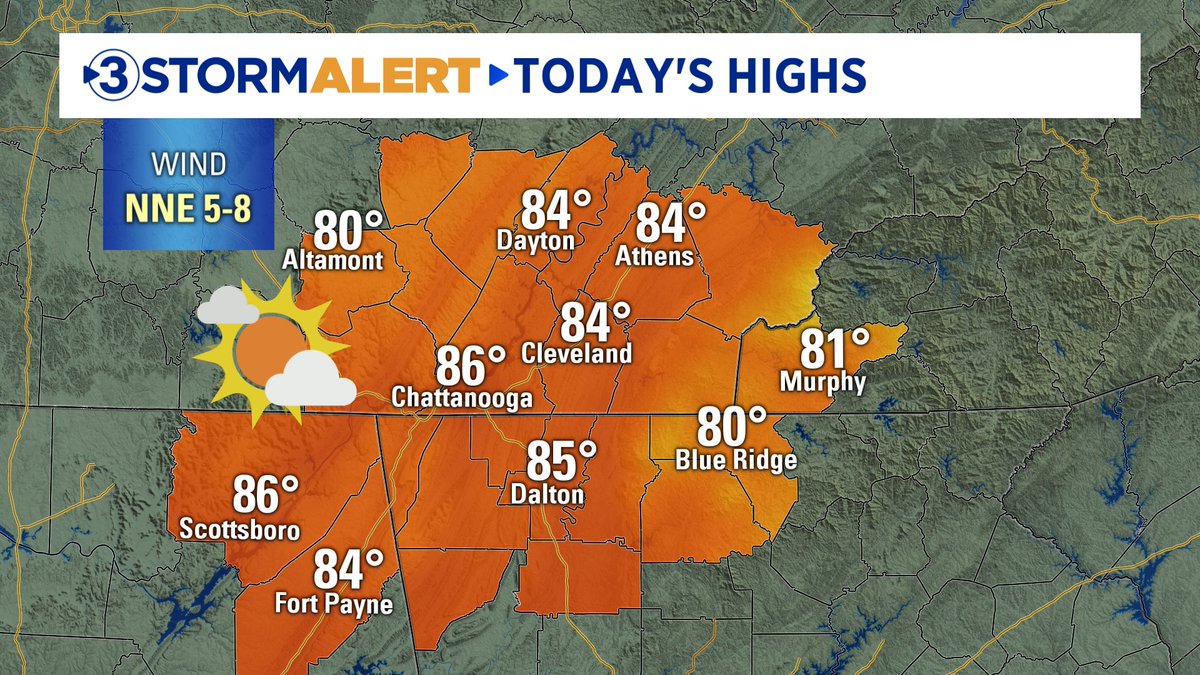 chayneswx's tweet image. Happy Monday, everyone! We&apos;re looking at a mix of clouds &amp;amp; sunshine 🌤️ this afternoon with warm temperatures. Highs will climb 📈 into the low to mid 80s! 

😎 Humidity levels remain fairly decent, so the comfy conditions will stick around for the evening hours. 

#CHAwx #Local3
