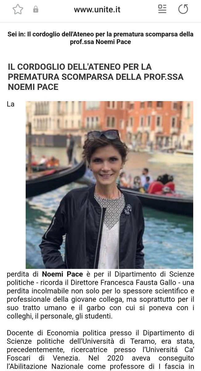 Enkelejda Havari (@enkelejdahavari) on Twitter photo Today is a sad day. I learned about the loss of a dear colleague and friend. <a href="/noa_noemipace/">Noemi Pace</a> was a special person. Very professional and caring at the same time. I will always remember her smile. Life was unfair to her and her beautiful family. RIP. 💔 💐
unite.it/UniTE/Home/Il_… Today is a sad day. I learned about the loss of a dear colleague and friend. <a href="/noa_noemipace/">Noemi Pace</a> was a special person. Very professional and caring at the same time. I will always remember her smile. Life was unfair to her and her beautiful family. RIP. 💔 💐
unite.it/UniTE/Home/Il_…