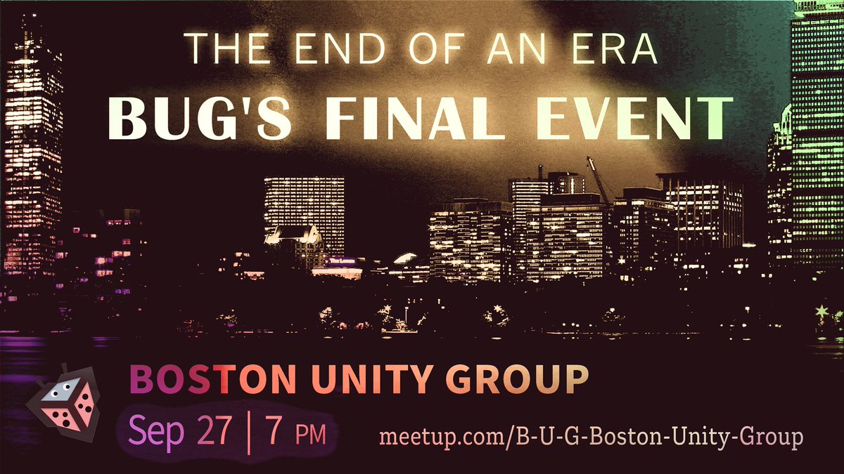 It is with a heavy heart that we are announcing our final Boston Unity Group event. We are eternally grateful for our community, supportive Unity employees, speakers, sponsors and venues. 

We have released a joint statement here: farewell.bostonunitygroup.com

meetup.com/b-u-g-boston-u…