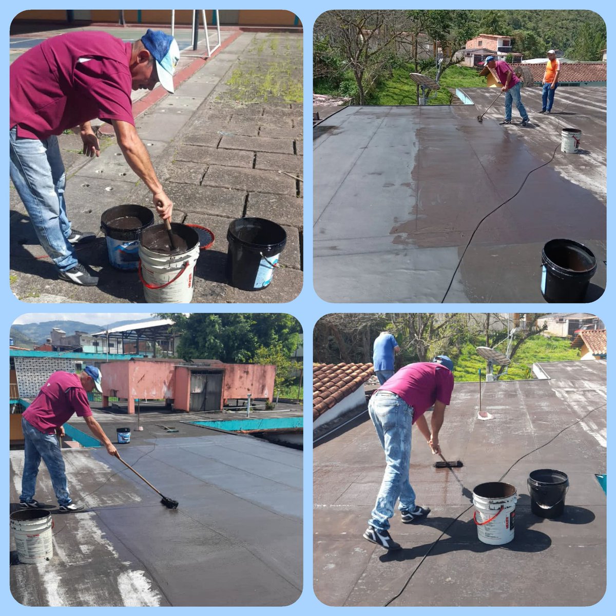 Continuando con la jornada de mantenimiento general. Impermeabilización de techos para mejoras de nuestra institución. @nicolasmaduro @_laavanzadora @berzabethg1 @divinipriesptachira  @zonaeducativatachira @cdcetachira <a href="/zetachirame/">san cristobal</a>