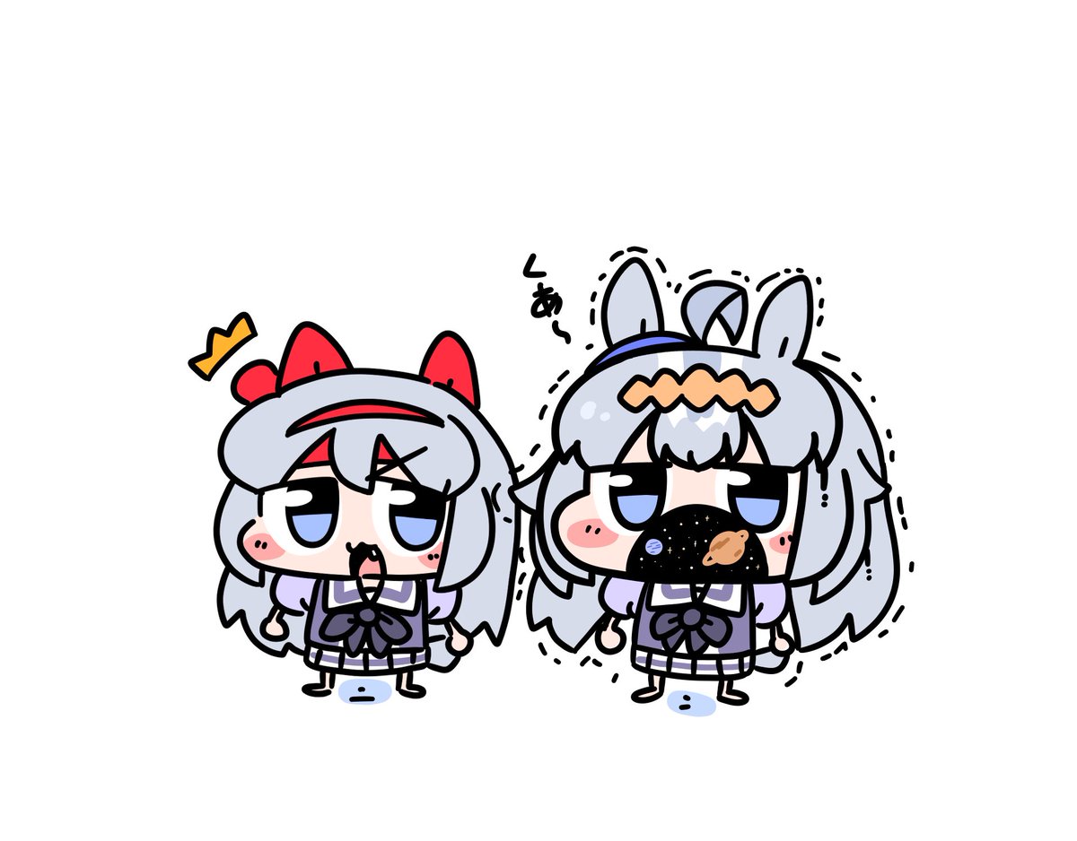 オグリキャップ(ウマ娘) ,タマモクロス(ウマ娘) 「大きなあくび٩( 'ω' )و 」|ブラニンのイラスト