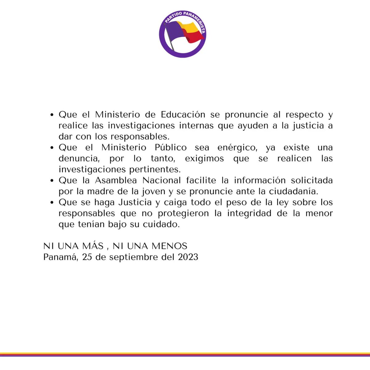 #Comunicado

Como colectivo político levantamos nuestra voz y exigimos justicia oportuna a la joven, su  familia y al país.

"NI UNA MÁS, NI UNA MENOS"
