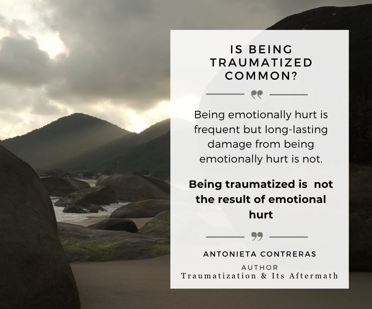 AntonietaCont10's tweet photo. Many people may experience distress or symptoms in the immediate aftermath of a traumatic event, but just a few will develop long-term &amp; persistent severe reactions or PTSD. I explain why in my book Traumatization and Its Aftermath. #MentalHealth #Traumatization https://t.co/JaNWhqR15Y