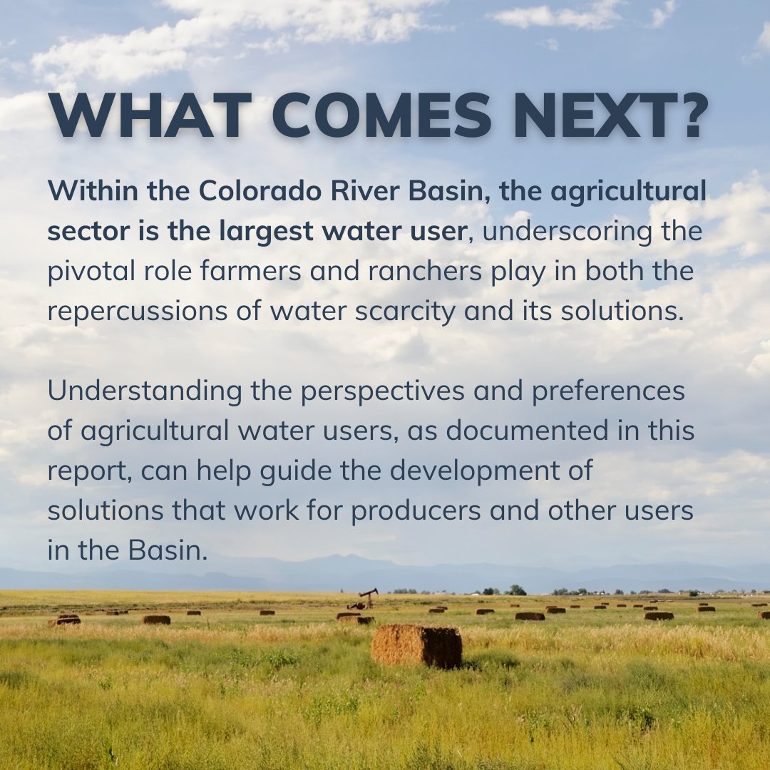 NEW survey of more than 1k farmers and ranchers in the #ColoradoRiver Basin shows the vast majority are concerned about shortages and have already adopted some conservation measures. But recent efforts need to be better targeted: uwyo.edu/crb-survey 

@UW_Ruckelshaus