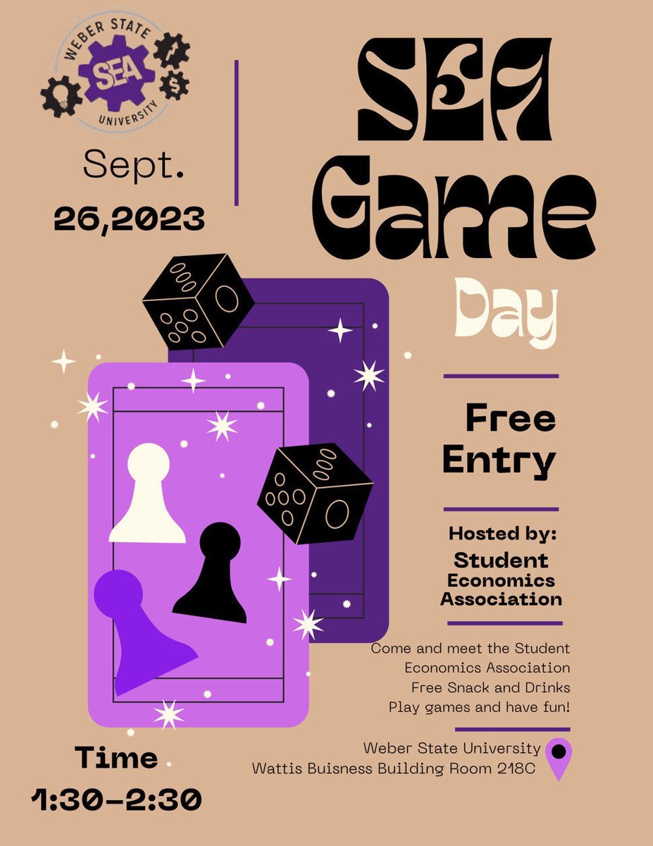 It’s exam week, #ECON2020 and #ECON3200! 

If you need a break, stop by the <a href="/WeberState_SEA/">WSU Student Economic Association</a> event tomorrow. Sounds like a blast!

<a href="/WeberStateEcon/">Weber State Economics Department</a>