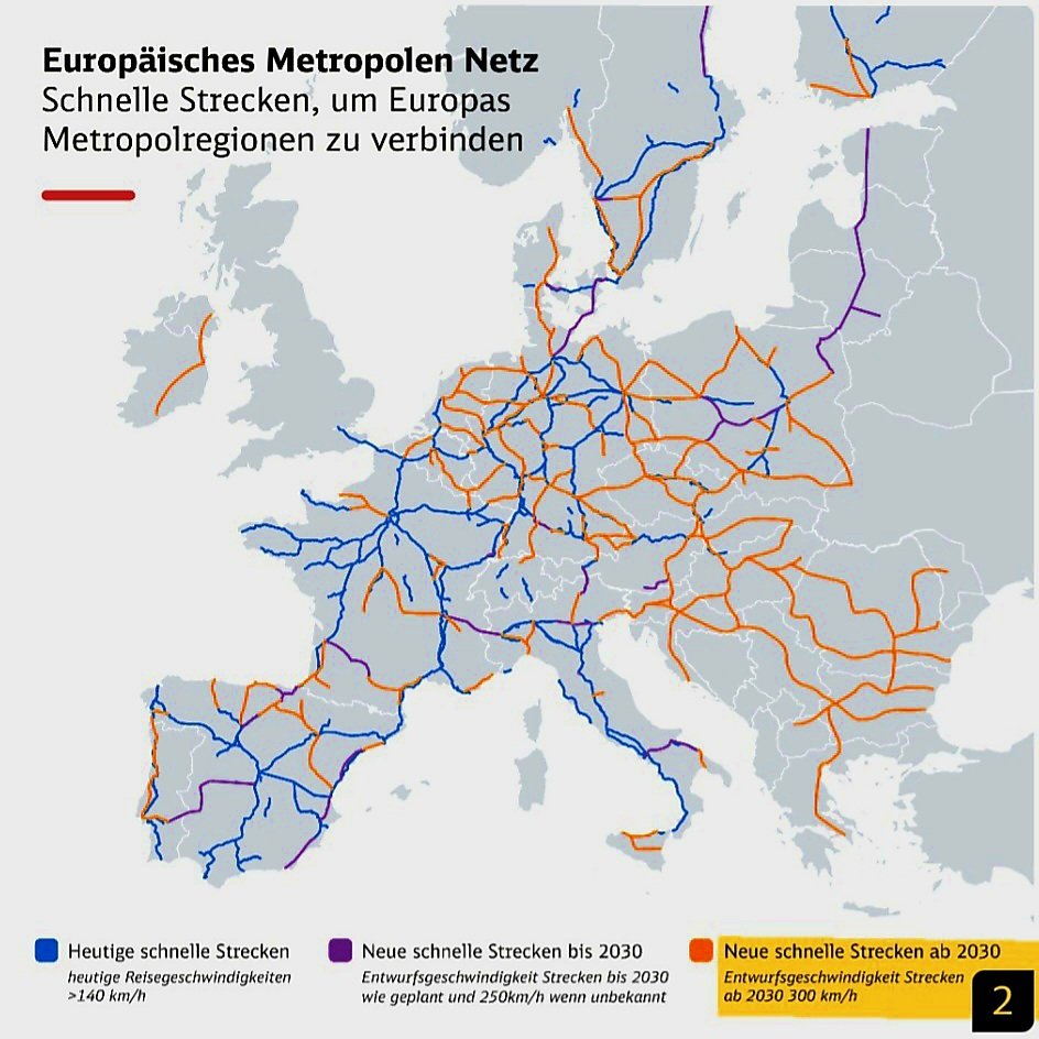 UK exceptionalism underlined in a high-speed map of Europe. 

Colour code: 
BLUE: existing high-speed rail connections;
PURPLE: coming pre-2030;
GOLD: coming post-2030.