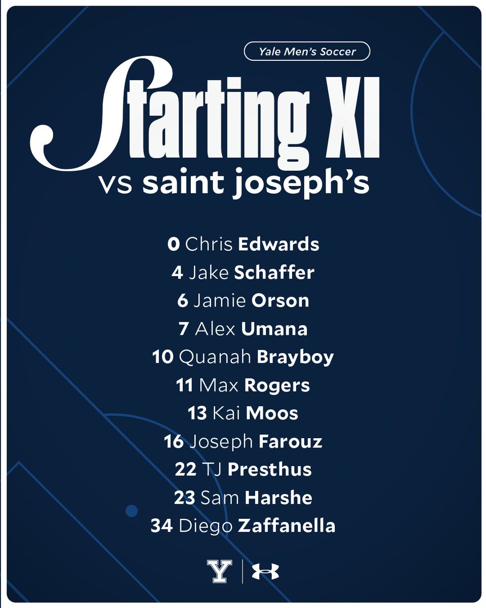Tonight's Starting XI for the Bulldogs.

#ThisIsYale