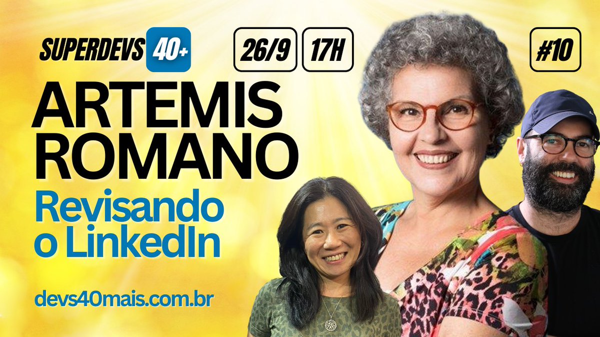 danvitoriano's tweet image. Amanhã tem a aula 10 do projeto Learn in Public Super @devs40 com Artemis Romano, tech recruiter e @drinaomi! Vamos revisar o seu LinkedIn? Compartilhem!
youtube.com/live/bNlmESC_O… #devs40mais #programação #mentoria #linkedin