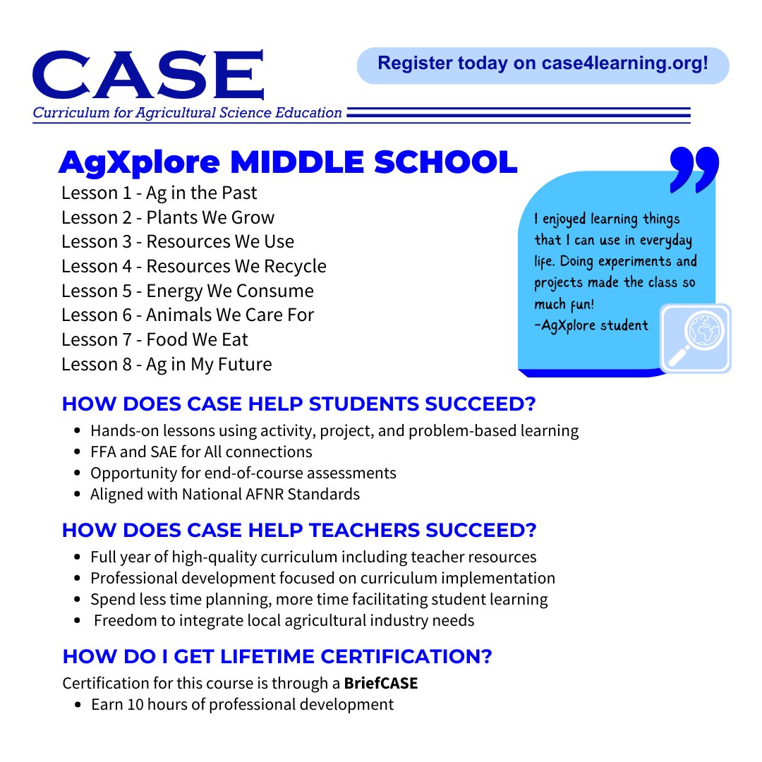 case4learning's tweet photo. Kick off your week at NAAE Convention with a new CASE certification! CASE is excited to announce an AgX BriefCASE training hosted at the Phoenix Convention Center on Monday and Tuesday, November 27th and 28th. Grab your seat to #TeachCASE today! https://t.co/OGQ0mcomyz https://t.co/Xn9qBThriN