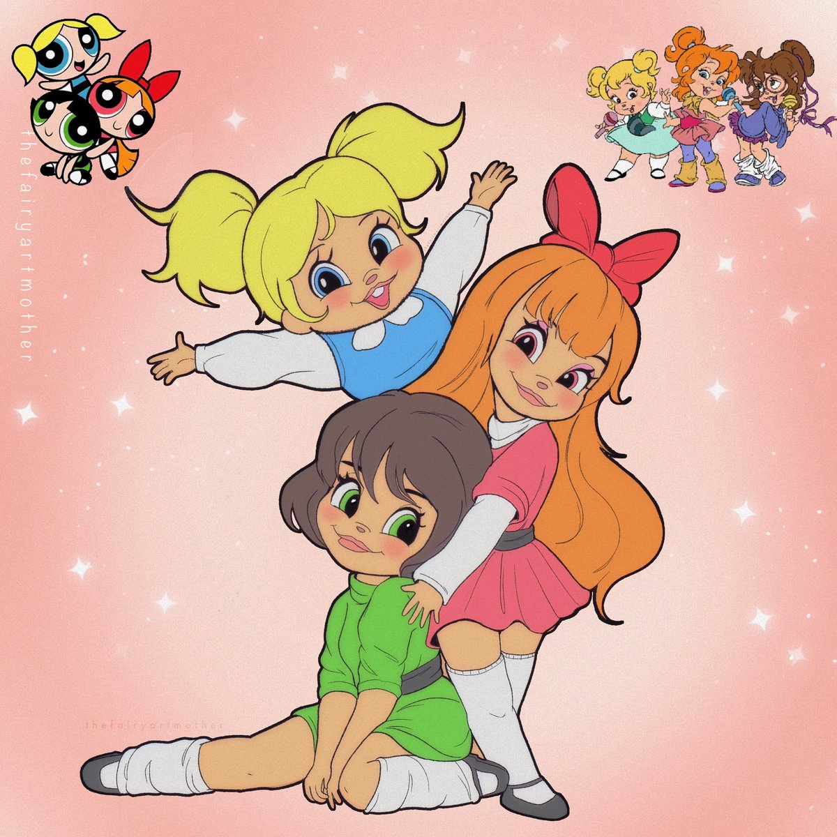fairyartmother's tweet photo. The Powerpuff Chipettes 🎀 https://t.co/guRNVUF77P