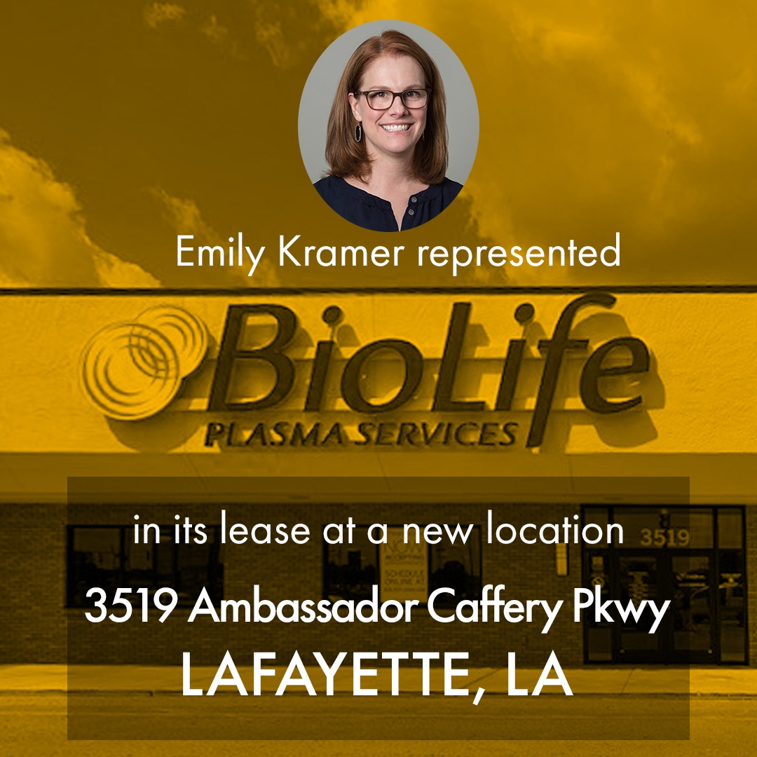 BioLife Plasma Services has now opened at Ambassador Row Shopping Center in, Lafayette. The nationwide donation center provides state-of-the-art facilities to collect plasma, and we partnered with JLL to work on behalf of BioLife. Congrats on 2nd LA location.