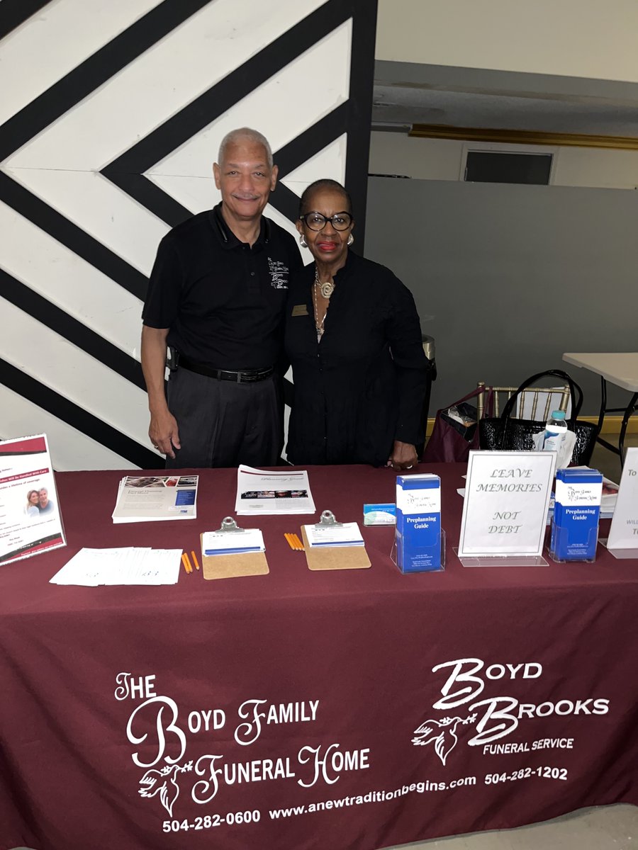 SNLaBetterWay's tweet photo. Boyd Family Funeral Home and Charbonnet Family Services have been out in their communities looking to educate and protect families.

Pictured: Roy Mack and Janie Blackmon

#PreneedAgent #FuneralDirector #FuneralHome https://t.co/vgbZV10Rzf