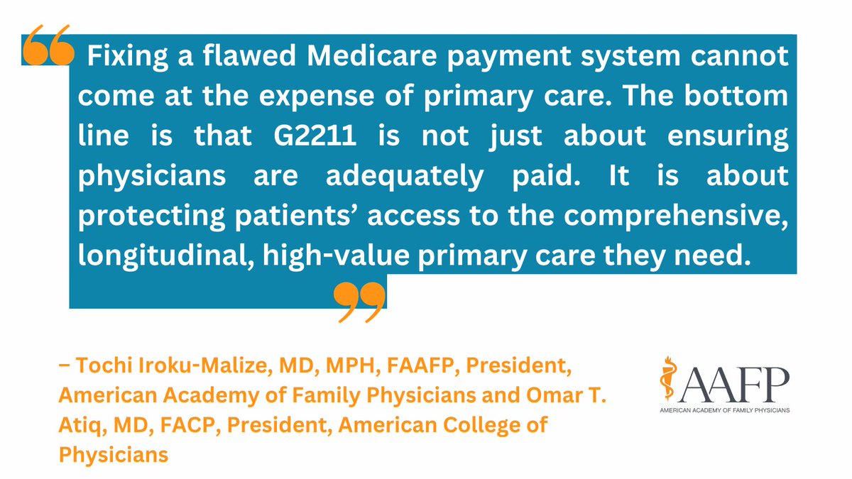 The <a href="/aafp/">AAFP</a> and <a href="/ACPIMPhysicians/">ACP</a> agree: #G2211 will lead to better health care, better outcomes, more primary care physicians, and lower costs. Read more in
<a href="/healthcaredive/">Healthcare Dive</a>👇 healthcaredive.com/news/the-one-c…