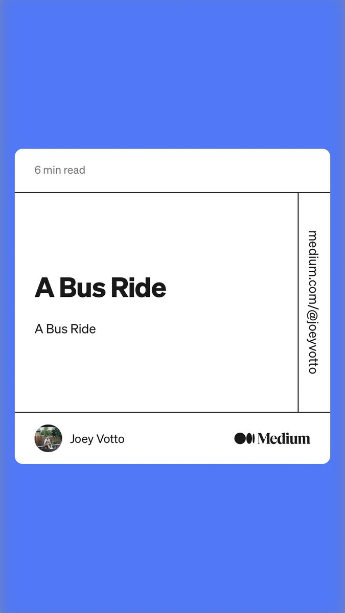Yesterday left me nostalgic 😊. A story I wrote:

“A Bus Ride” by Joey Votto
medium.com/@joeyvotto/a-b…