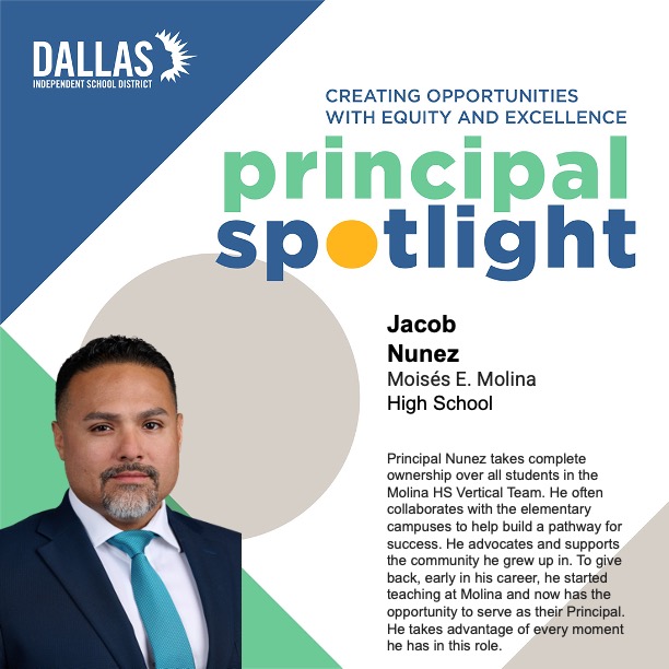 DallasISDSupt's tweet photo. Principal Nunez is born and raised in Oak Cliff, and now he’s giving back. https://t.co/VnG871OuBs