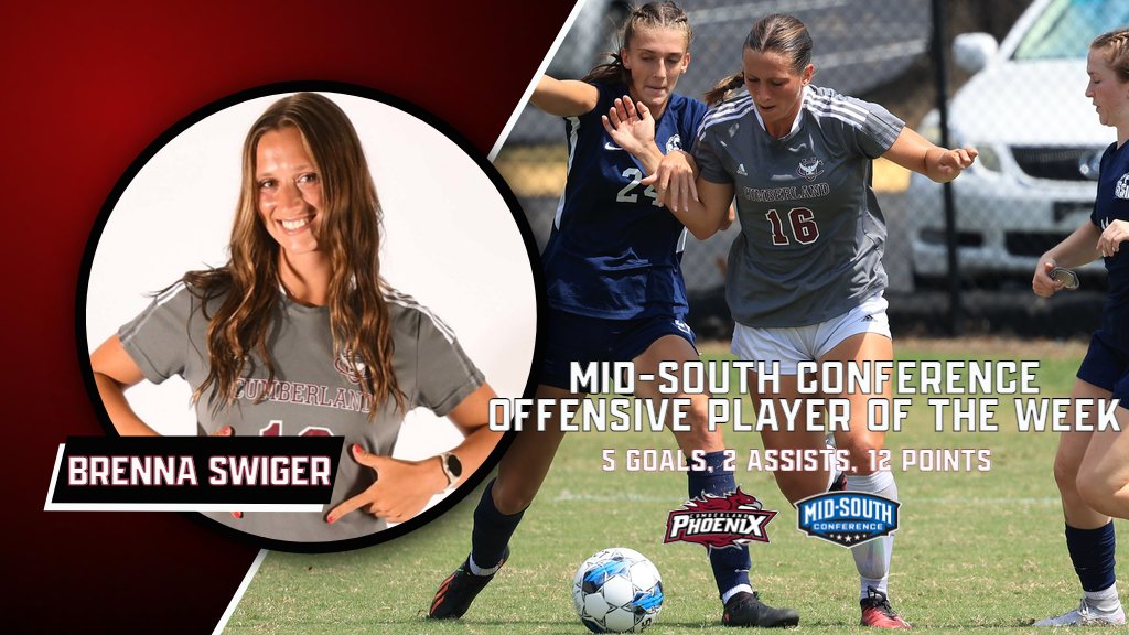 Brenna Swiger has been named the Mid-South Conference Offensive Player of the Week after picking five goals on Saturday against Freed-Hardeman!

More ➡️ tinyurl.com/22shepy3