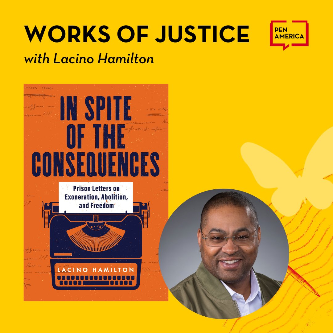 PEN America (@penamerica) on Twitter photo For the #WorksOfJustice podcast, <a href="/JessAbolafia_/">Jess Abolafia</a> speaks with Lacino Hamilton about his recent book, “In Spite of the Consequences: Prison Letters on Exoneration, Abolition, and Freedom” (<a href="/Broadleaf_Books/">Broadleaf Books</a>), on the 3rd anniversary of his exoneration.
➡️ mailchi.mp/pen/worksofjus… For the #WorksOfJustice podcast, <a href="/JessAbolafia_/">Jess Abolafia</a> speaks with Lacino Hamilton about his recent book, “In Spite of the Consequences: Prison Letters on Exoneration, Abolition, and Freedom” (<a href="/Broadleaf_Books/">Broadleaf Books</a>), on the 3rd anniversary of his exoneration.
➡️ mailchi.mp/pen/worksofjus…