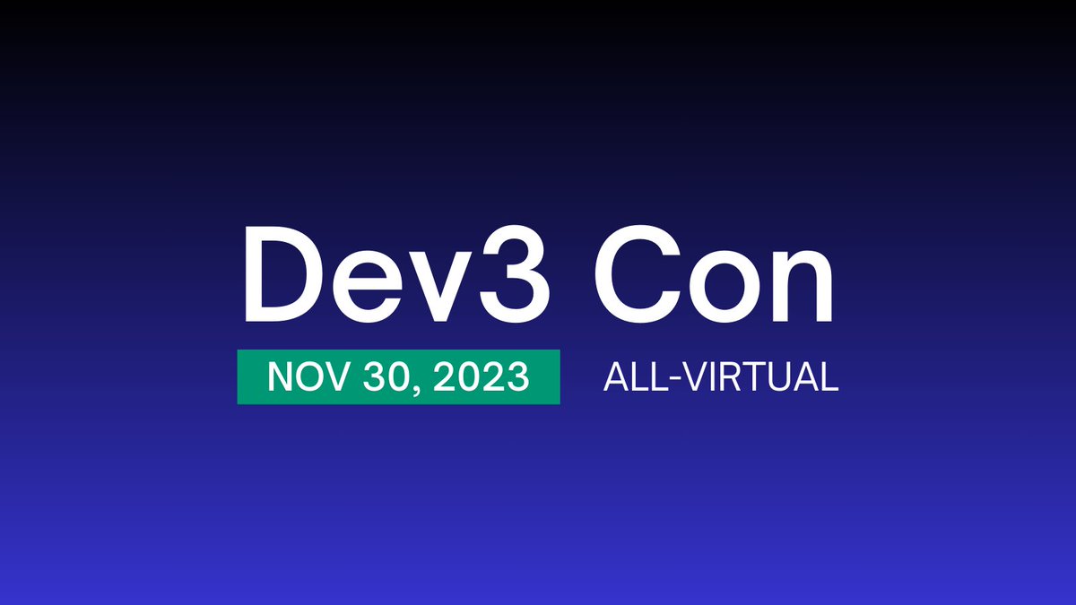 Tickets @ $49: dev3con.com

🚀 Exciting News! Join us on Nov 30, 2023, for the most anticipated Virtual Developer Conference of the year! Save the date and stay tuned for updates!🗓️

🧠AI
🔗 Blockchain 
💻 Dev Tech 
🚀 JS Frameworks
🌍 Diversity &amp; Inclusion 
#Dev3