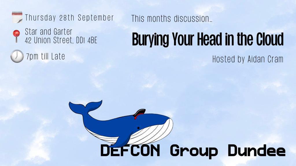 Defcon Dundee (@dc441382) on Twitter photo To wrap up #DC441382 talks for 2023 we are grateful to be joined by Aidan Cram
Next month will be a social, followed by the Scottish Cyber Awards hosted by <a href="/cyberfraudcen/">Cyber and Fraud Centre - Scotland</a> in November, for an excellent evening of celebration🥂
Make sure you dont miss out - see you this Thursday! To wrap up #DC441382 talks for 2023 we are grateful to be joined by Aidan Cram
Next month will be a social, followed by the Scottish Cyber Awards hosted by <a href="/cyberfraudcen/">Cyber and Fraud Centre - Scotland</a> in November, for an excellent evening of celebration🥂
Make sure you dont miss out - see you this Thursday!