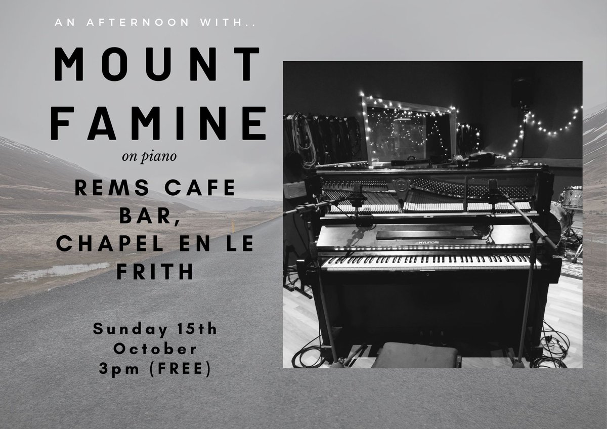 I'm playing a show in my hometown on Sunday 15th October on piano. Totally buzzing and can't wait to play the new stuff we've been working on. It's completely free so if you fancy a jaunt to the Peaks??