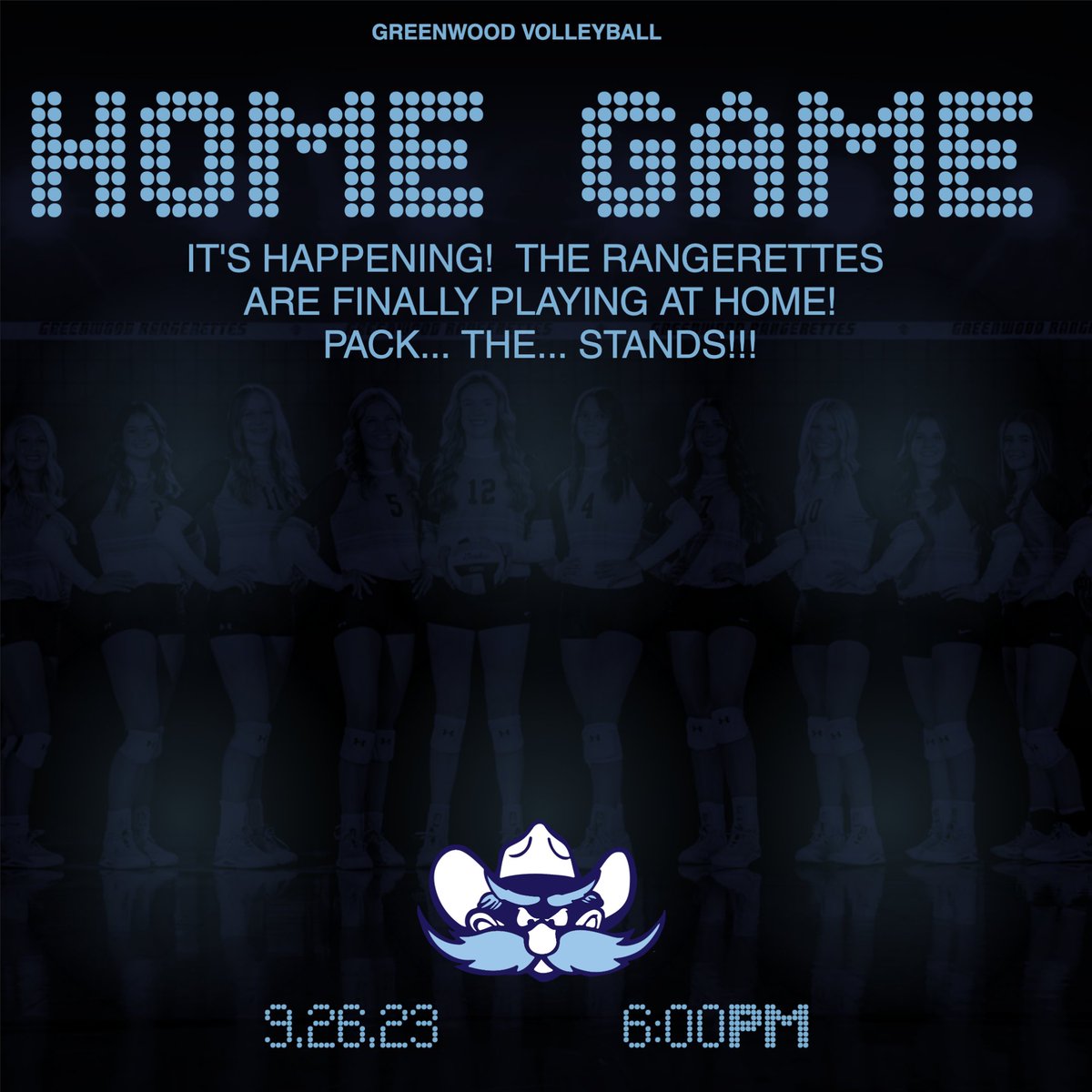 GreenwoodAth's tweet photo. The Rangerettes are finally coming home!  Let's show up and pack those stands!
Sub-Varsity teams start at 5:00p, Varsity starts at 6:00p! https://t.co/HvVhHJ74QT
