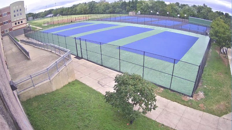 RenayCJohnson's tweet photo. Glad to see our Tennis Courts are being painted today!🎉 Open soon Blazers!🎾 https://t.co/7yFtfeJLoX