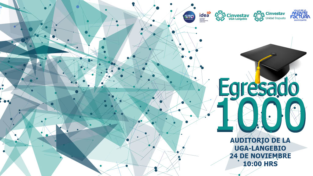 ✨¡Celebremos el logro del 🎓egresado número mil en nuestros prestigiosos posgrados en Biotecnología de Plantas🌱 y Biología Integrativa🧬 de <a href="/uga_langebio/">Unidad de Genómica Avanzada del Cinvestav</a> y <a href="/CinvestavIra/">Cinvestav Irapuato</a>!
✨Únete a la conmemoración el 24 de noviembre a las 10:00 h en el Auditorio de <a href="/uga_langebio/">Unidad de Genómica Avanzada del Cinvestav</a>.
#Egresado1000