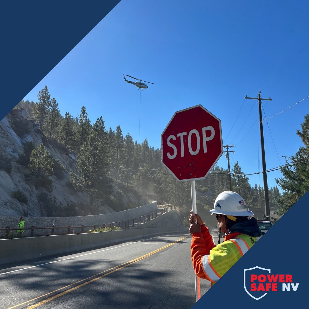 NVEnergy's tweet photo. 🛑 #MtRose Highway Helicopter Work to access unstable terrain as we safely remove hazardous trees 🚁
 
📍Mt. Rose Highway near @MtRoseSkiTahoe 

🗓️ Now - Oct 2023

🦺 Intermittent closures expected on roads &amp; biking trails in area

#PowerSafeNV #NVEnergy https://t.co/sTEtHFWYt3