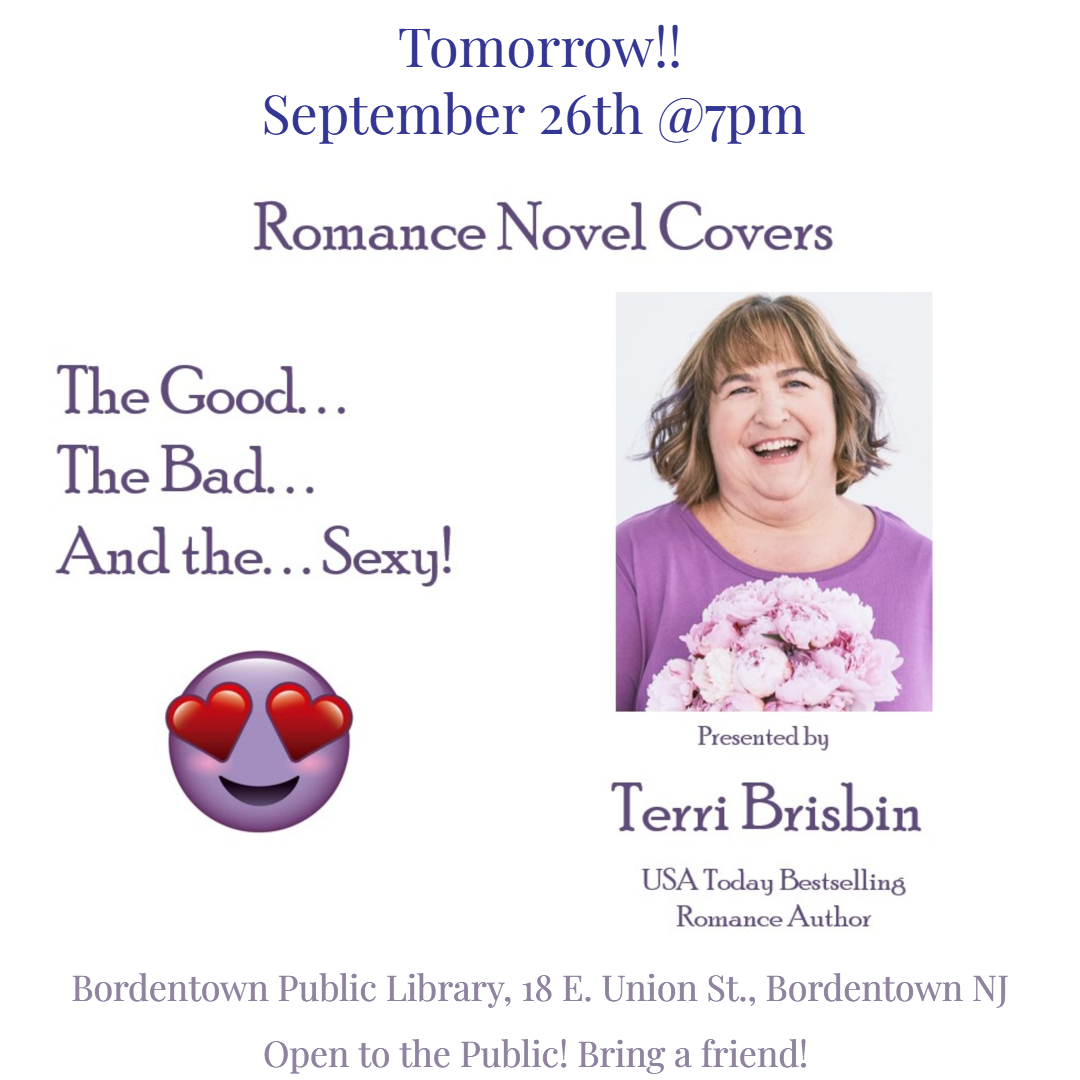 Terri_Brisbin's tweet photo. I'm going to visit the Rogues&Roses Romance group at the Bordentown NJ Public Library - tomorrow - 9/26 @ 7pm to chat about the history of romance novel covers! I'll have my latest books for sale & signing, too!
#romanceatthelibrary #historicalromance #heavingbosoms #bordentown https://t.co/33nB5hfrjX