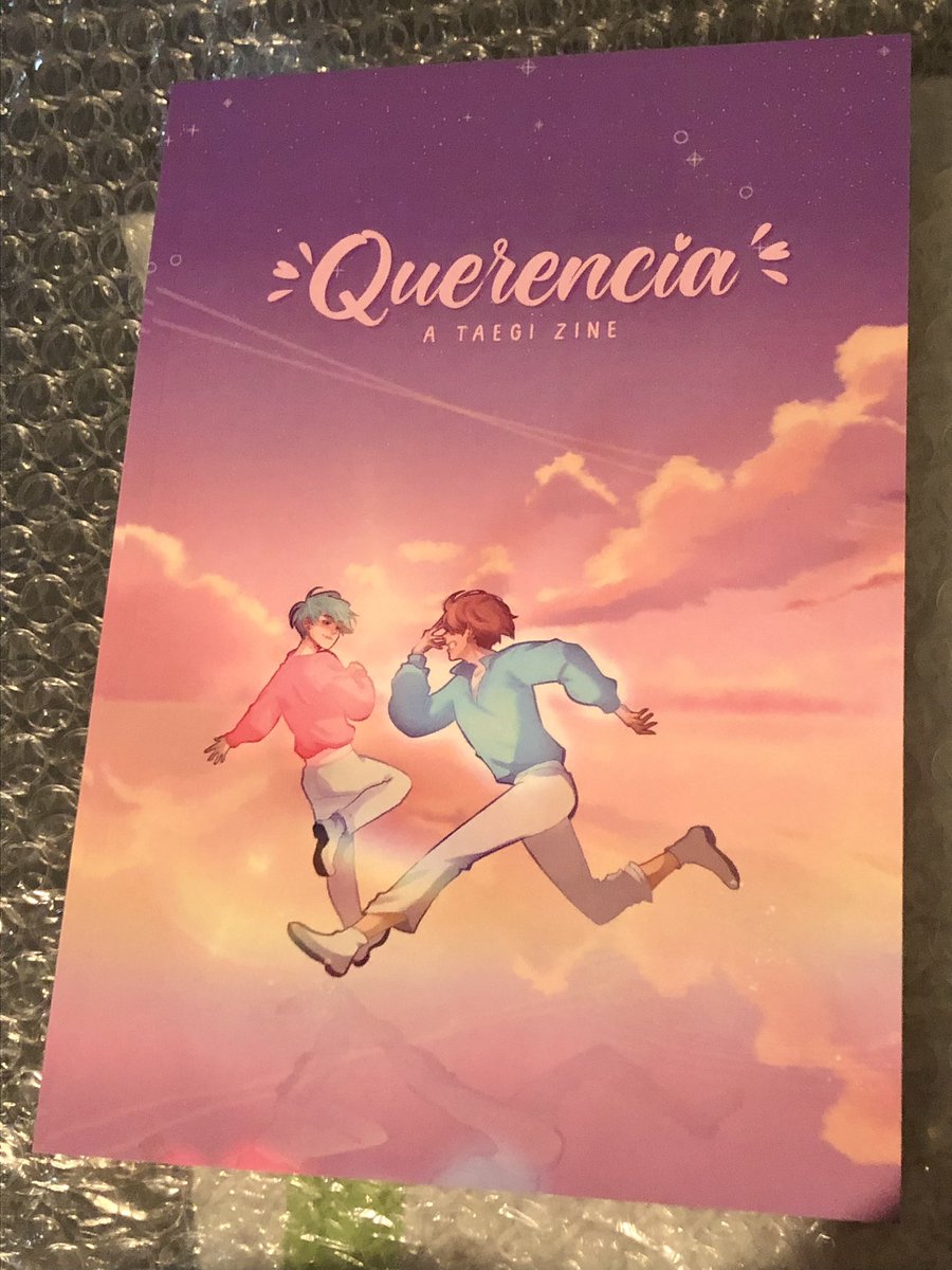 my copy of querencia / <a href="/taegizines/">Querencia: a Taegi Zine 🌸 COMPLETED 💫</a> got here last week 🥺💜 its so so beautiful 😭🩷💜💛