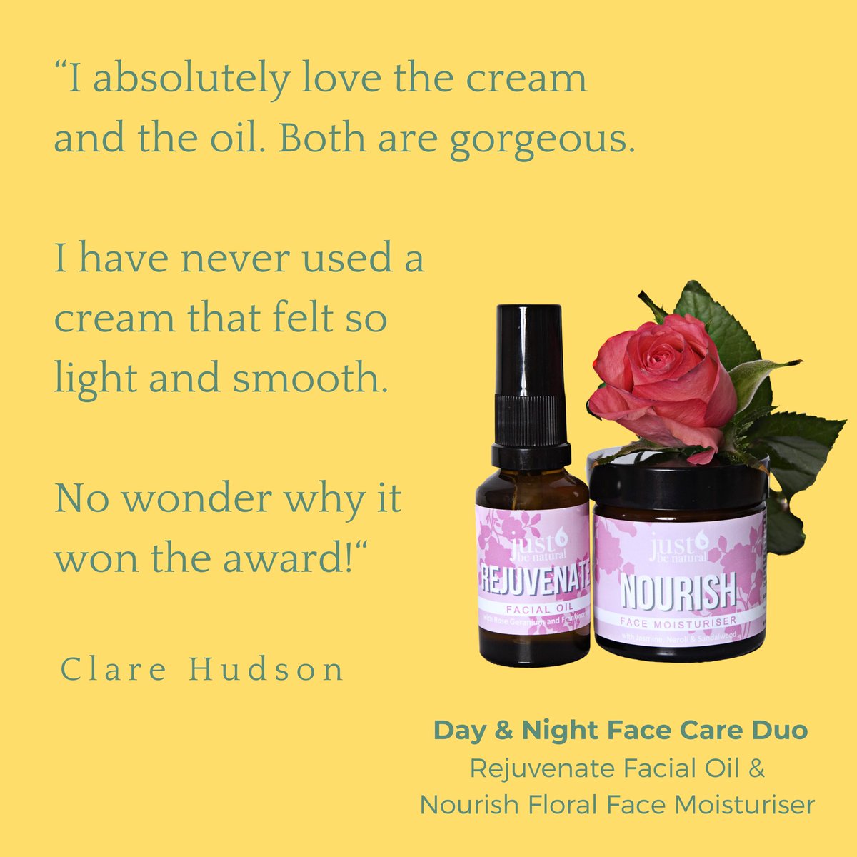 JustBeNaturalLP's tweet photo. So pleased with this lovely review for the Day and Night Face Care Duo
Combining our two best loved products and is ideal to nourish and hydrate your skin!
#Organic #Skincare #Natural #FaceCream #Moisturiser #Hydrate #DrySkin #FacialOil #SensitiveSkin #Beddington https://t.co/u2lJ1aSYme