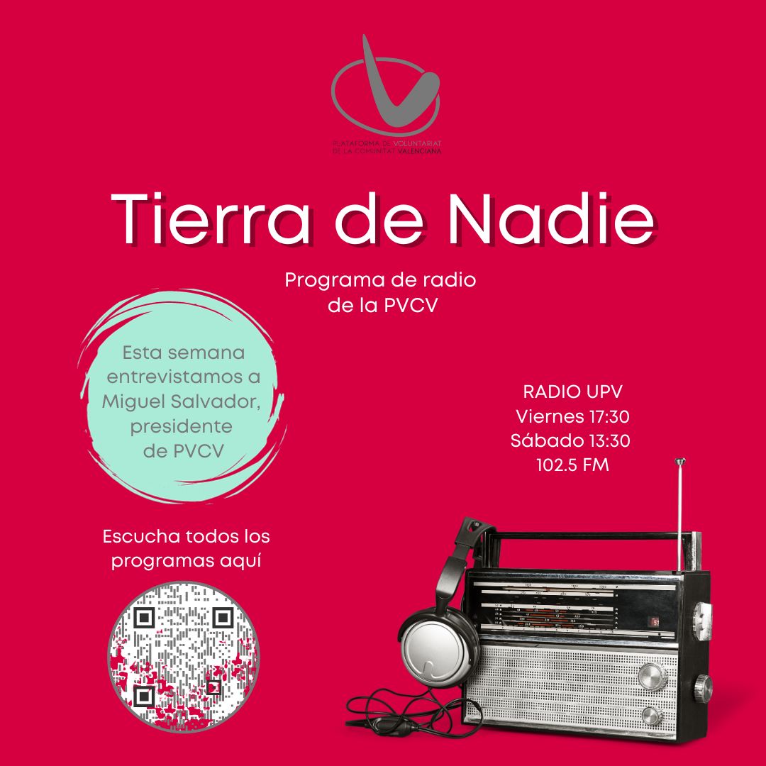 PVSCV's tweet photo. 🎤 Arranca la nueva temporada de @tierradenadiePV, el programa de radio 📻 de la Plataforma de Voluntariat sobre el tercer sector y sus peculiaridades
En el programa inicial, entrevistamos a Miguel Salvador, presidente de la #PVCV
🙉 Escucha este y todos sus programas en el QR https://t.co/N4vcrSfeoM