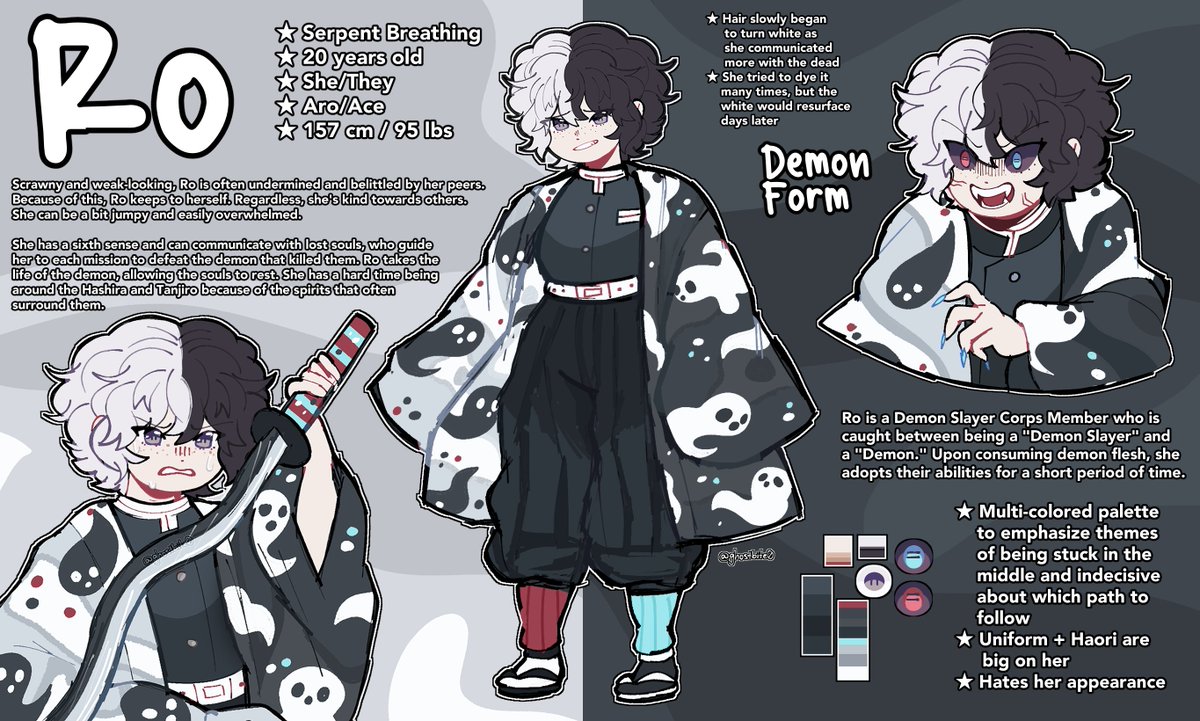 redesigned & rewrote my KNY oc!!! live laugh love Ro ❤️👻💙