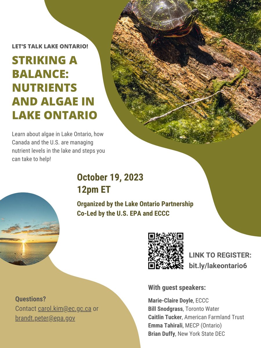 Register for our latest ✨Let's Talk Lake Ontario✨ webinar! Learn about algae in #LakeOntario, how 🇨🇦 &amp;🇺🇸 are managing nutrient levels in the lake and steps you can take to help! 

Register here: us06web.zoom.us/meeting/regist… @EPAGreatLakes <a href="/farmland/">American Farmland Trust</a> <a href="/ONenvironment/">Environment Ontario</a> <a href="/NYSDEC/">New York State Dept. of Environmental Conservation</a> #GreatLakes