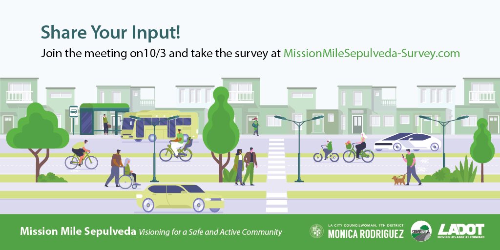 @LACity wants to hear from you! Take the SURVEY for a chance to win a $50 gift card. Visit  MissionMileSepulveda.com to learn more on the plan for Sepulveda Blvd in North Hills East and Mission Hills, and find details on the upcoming meeting on 10/3 @LACityDPW @MRodCD7