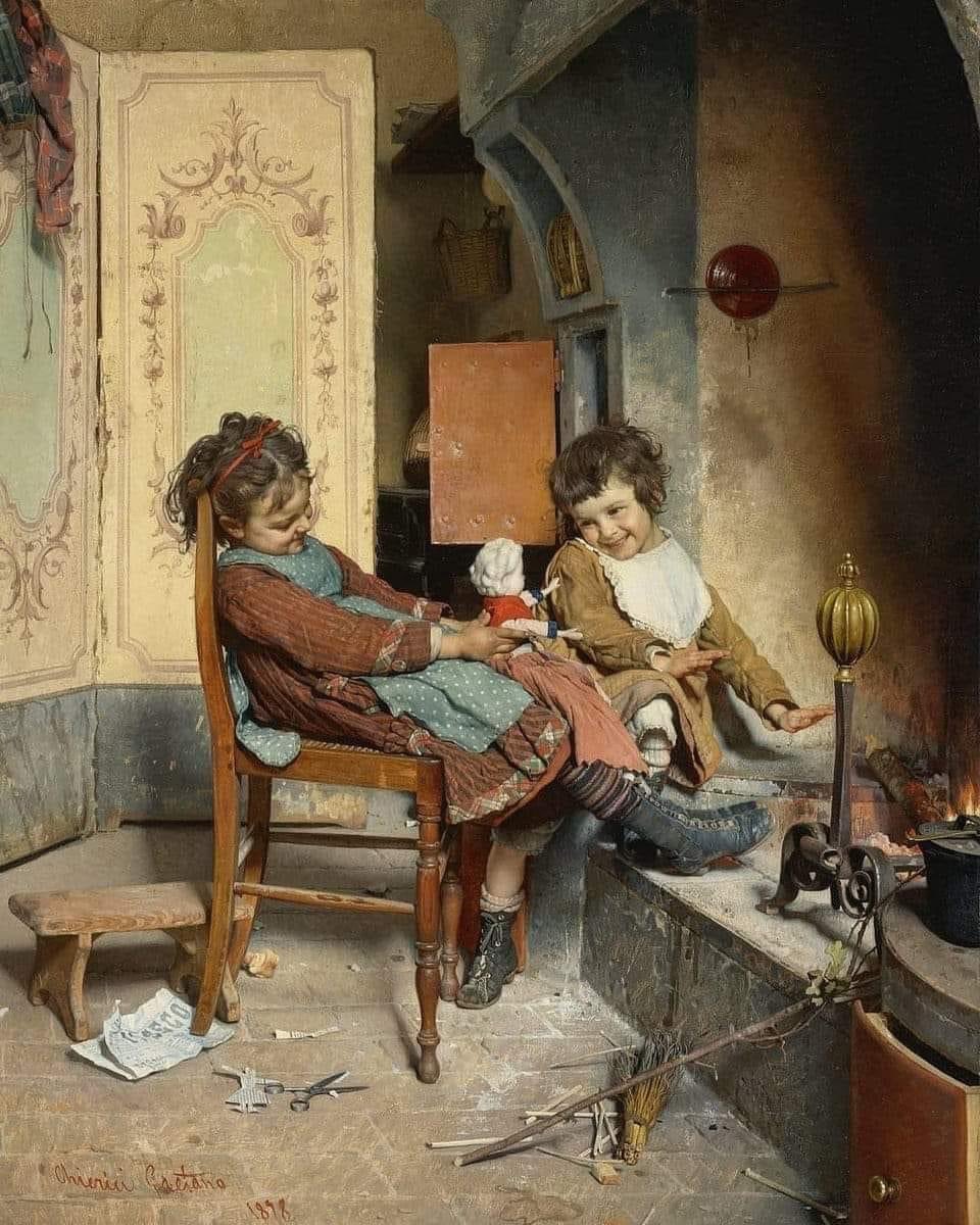 PinarKanat's tweet photo. Gaetano Chierici (1838-1920).
 He was an Italian painter, mainly of genre works.
 "Joy of Childhood."  1878. https://t.co/zIJ17tsYHi