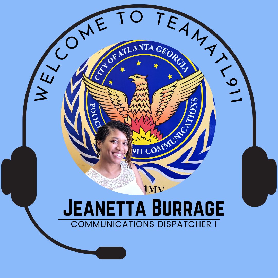 TEAMATL911's tweet photo. City of Atlanta E-911 Welcomes Jeanetta Burrage to TEAMATL911

Jeanetta has a background in customer service, human resources and psychology. She is anticipating using this unique skillset to be an awesome Dispatcher.

We wish you the best Jeanetta.

Welcome to the team! https://t.co/V8wnGWriZI