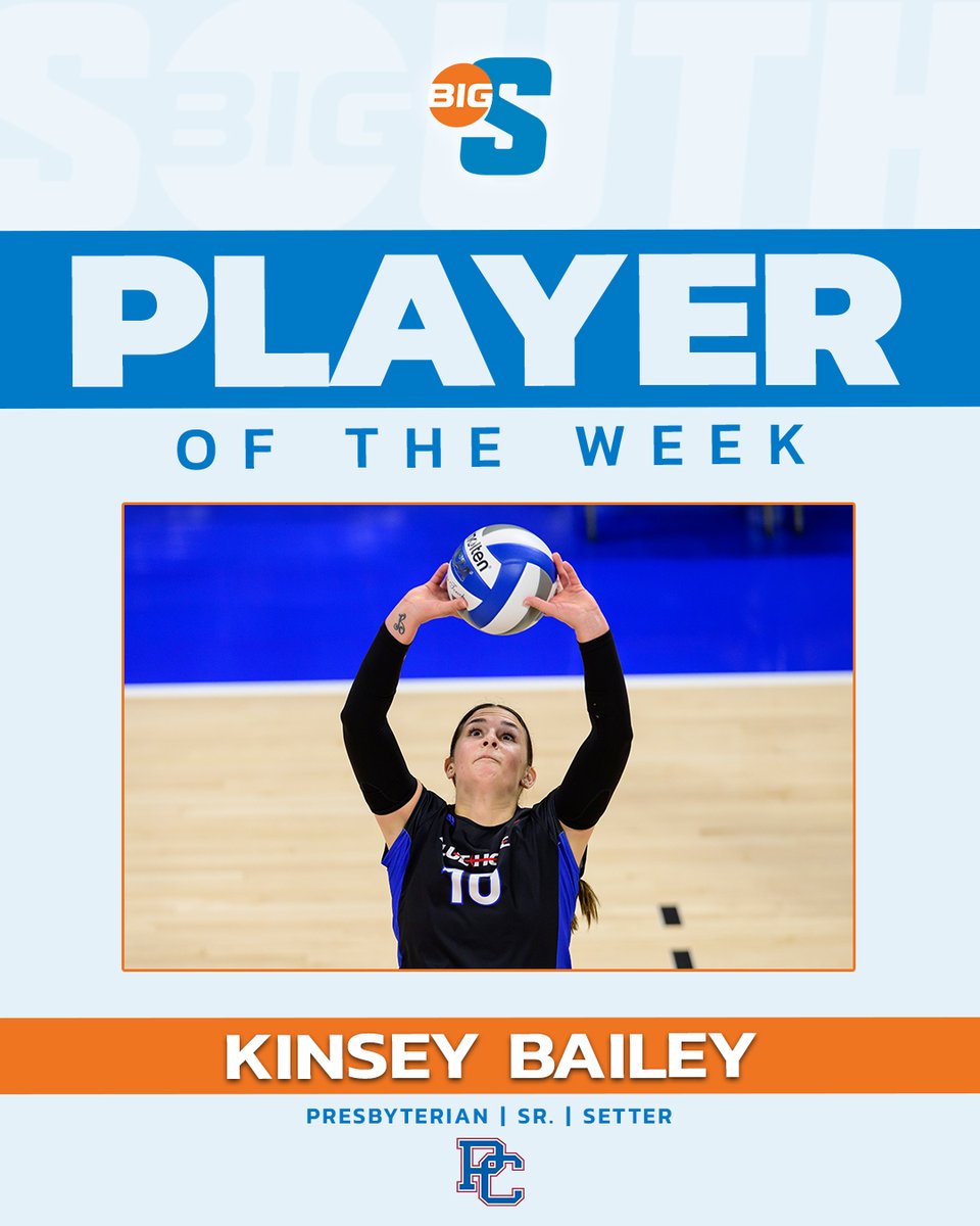 BigSouthSports's tweet photo. She recorded 38 assists (9.5 per set), 13 digs (3.25 per set), 5 service aces and 5 kills!

@BlueHoseVolley's Kinsey Bailey is the #BigSouthVB Player of the Week! https://t.co/l6uR0hLgzh