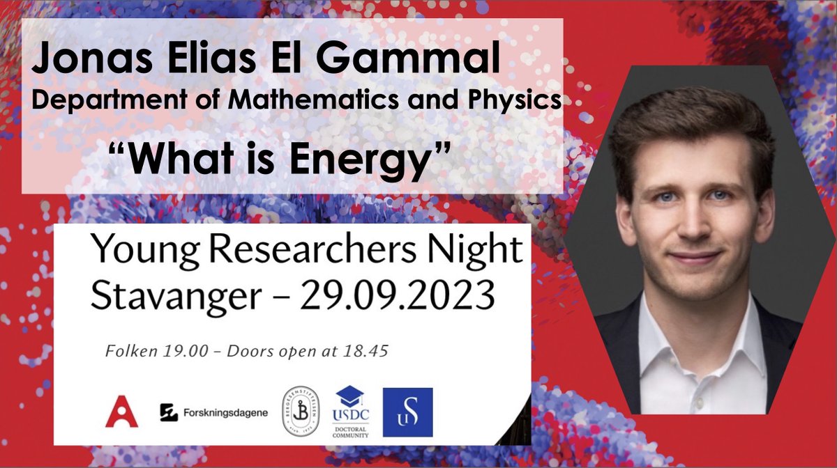 The 2023 @forskningsradet #Forskningsdagene explore 'Energy'. At the Young Researchers Night
👉 Friday Sep. 29th 19:00 at @Folken we welcome Jonas El Gammal (PhD student in physics) who talks about 'What is Energy'. Kicking it off w/ the fundamentals @yngreforskere @UniStavanger