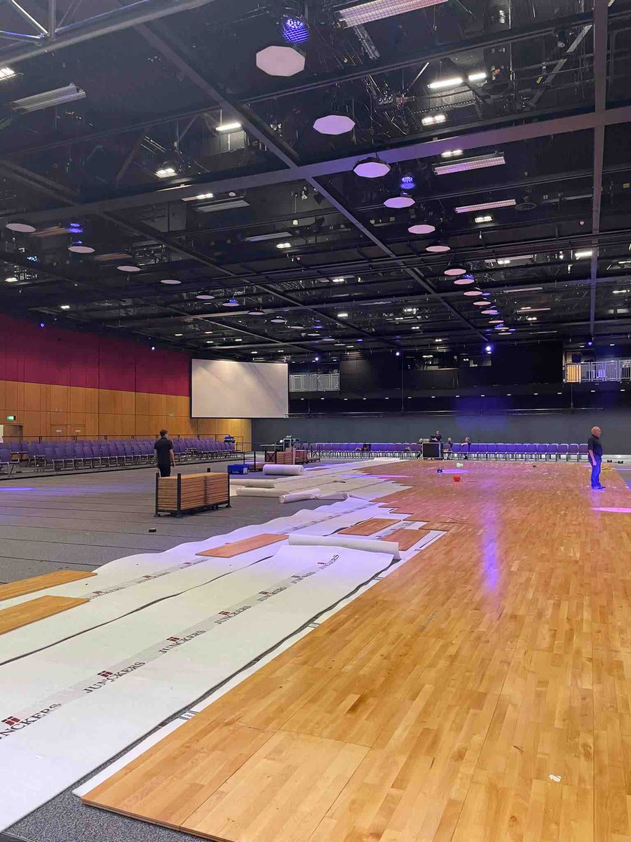 BrodiesLLP's tweet photo. A transformation is currently happening at the @eicc as the building of the #BTI23 tennis court gets underway! 🎾🎾 There’s still time to get tickets: https://t.co/6OflHVzCkO https://t.co/1zDOkp9Max